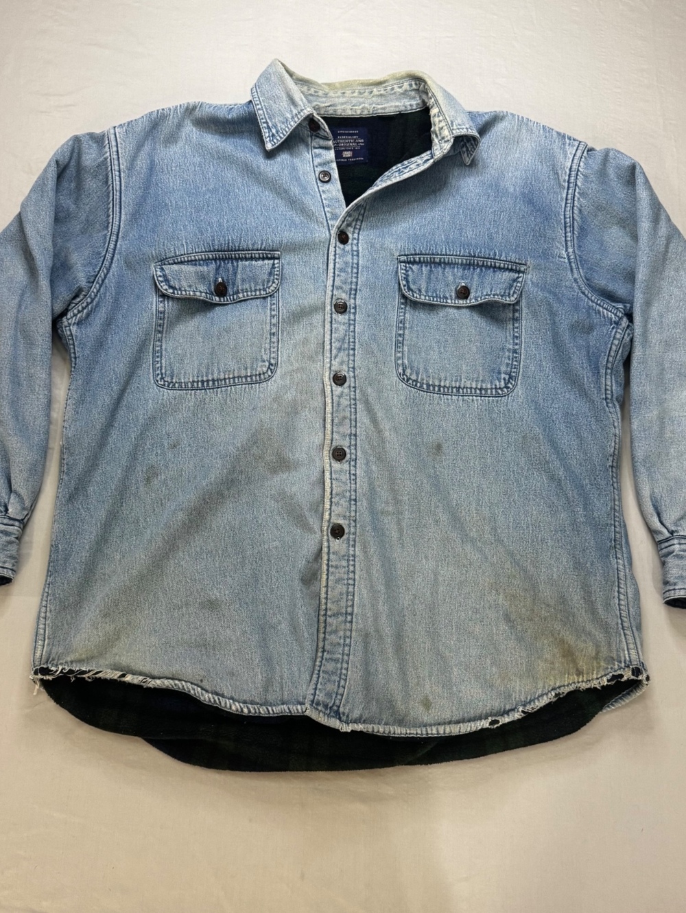 Y2K Faded Glory Men’s XL Denim Flannel Lined Shirt Jacket 2000s